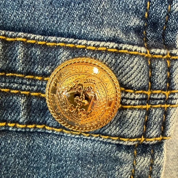 RARE Frank Lyman Montreal Blue Denim Military Jacket - Picture 3 of 6